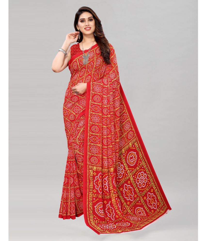     			Samah Georgette Printed Saree With Blouse Piece - Red ( Pack of 1 )