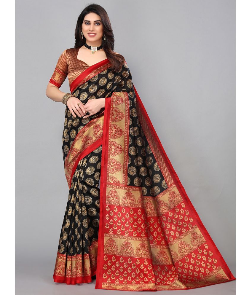     			Samah Silk Embellished Saree With Blouse Piece - Black ( Pack of 1 )