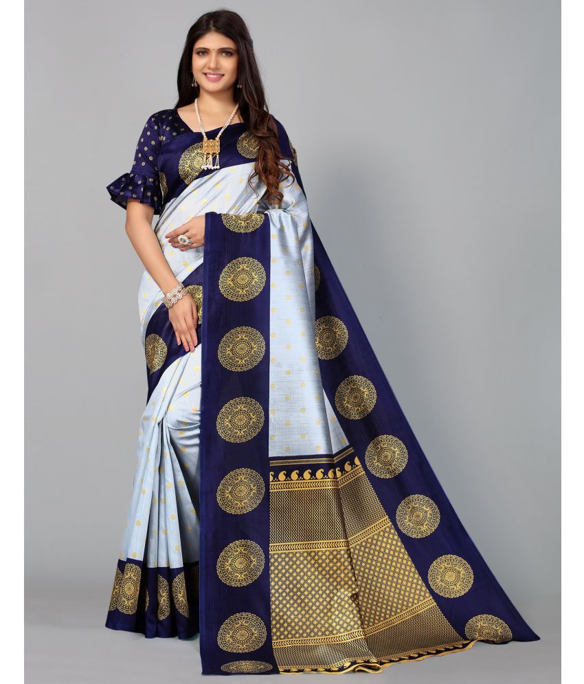     			Samah Silk Woven Saree With Blouse Piece - Light Blue ( Pack of 1 )