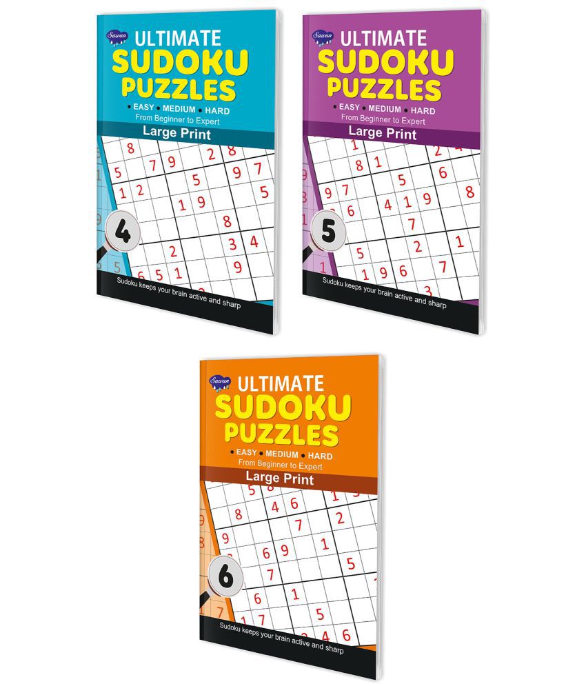     			Sawan Present Set Of 3 Ultimate Sudoku Puzzles Easy to Expert | Easy, Medium, Hard 4 To 6 ( Large Print with Answers )