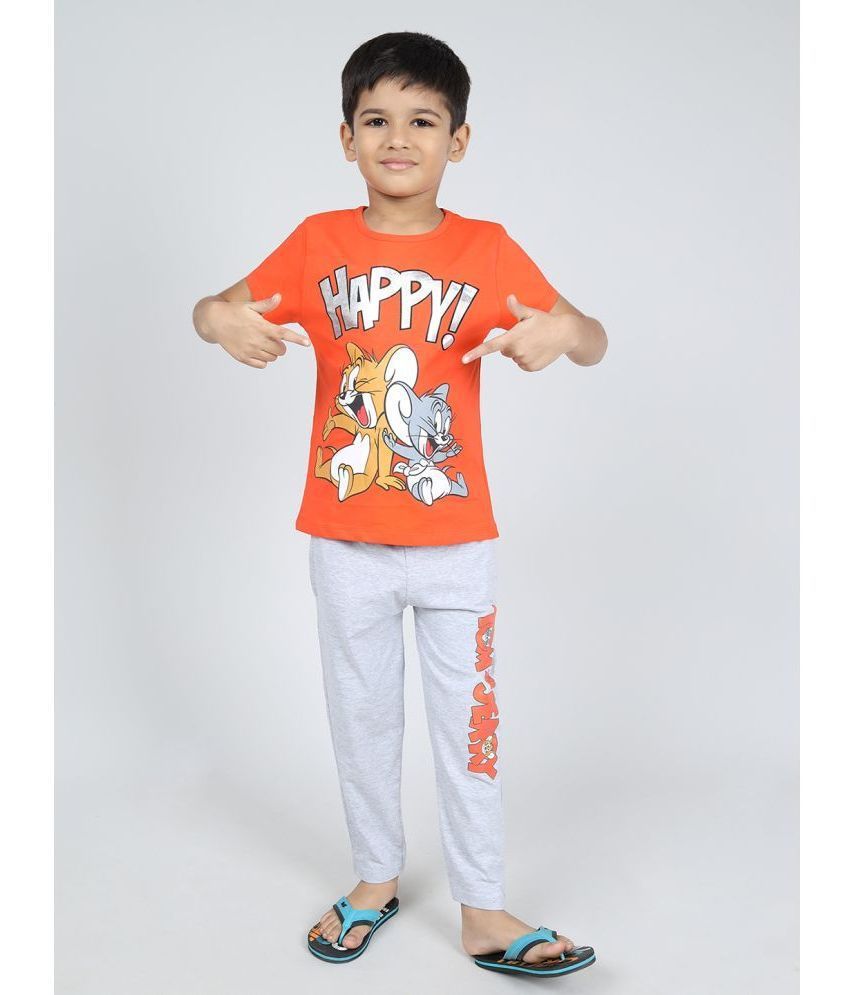     			Tom and Jerry printed boys cotton loung wear top and pajama set