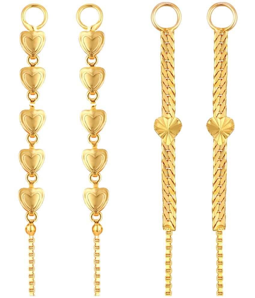     			VIVASTRI Golden Ear Chain Earrings ( Pack of 2 )