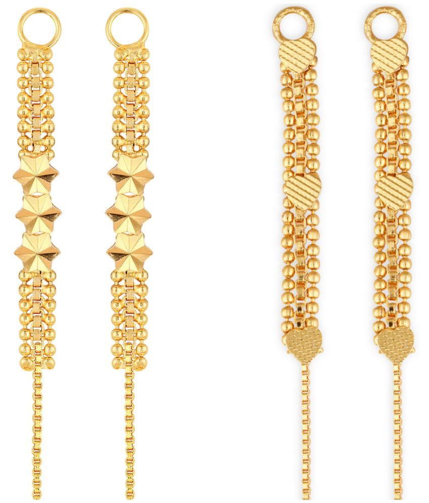     			VIVASTRI Golden Ear Chain Earrings ( Pack of 2 )