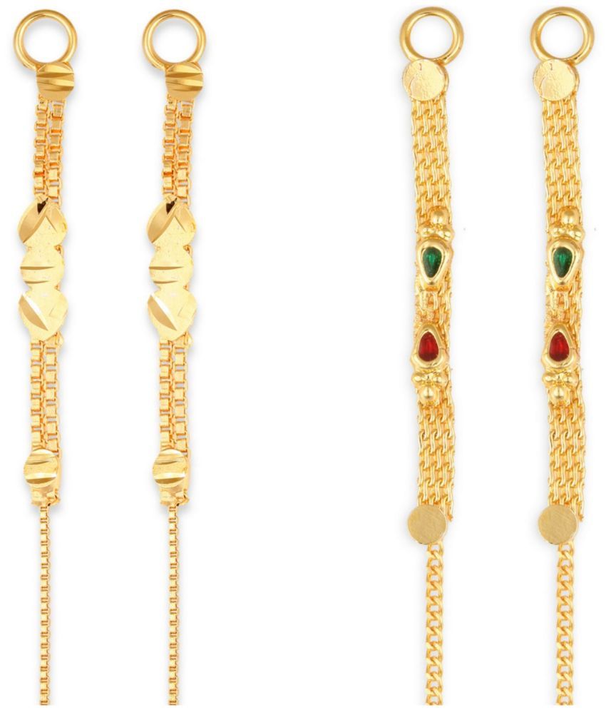     			VIVASTRI Golden Hoops Earrings ( Pack of 2 )