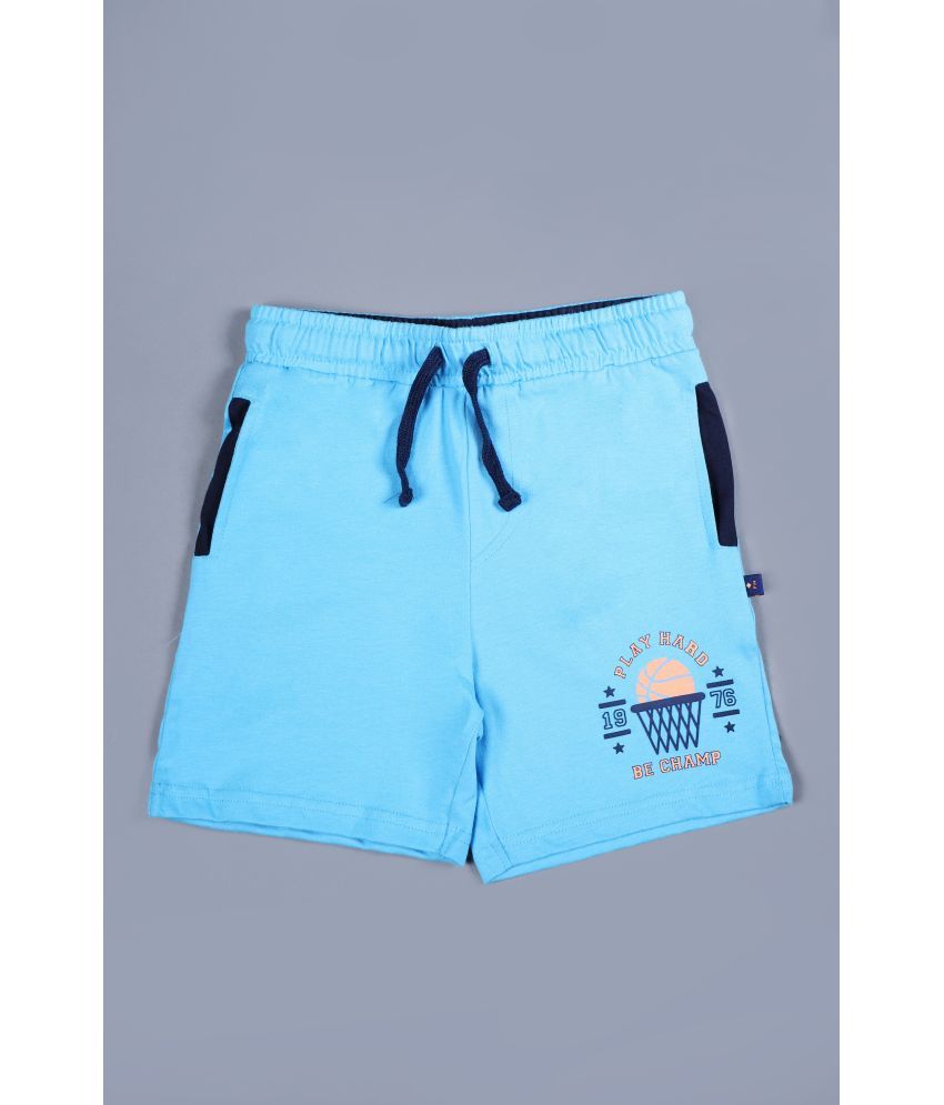     			3PIN - Blue Cotton Boys Shorts ( Pack of 1 )