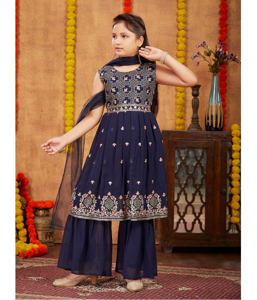     			Aarika Girls Georgette Kurta and Sharara Set ( Pack of 1 , Navy Blue )