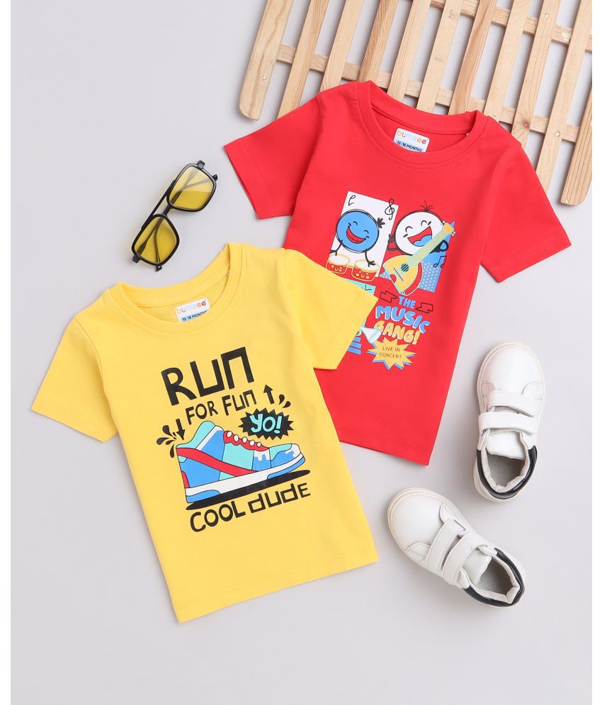     			BUMZEE Red Cotton Boy's T-Shirt ( Pack of 2 )