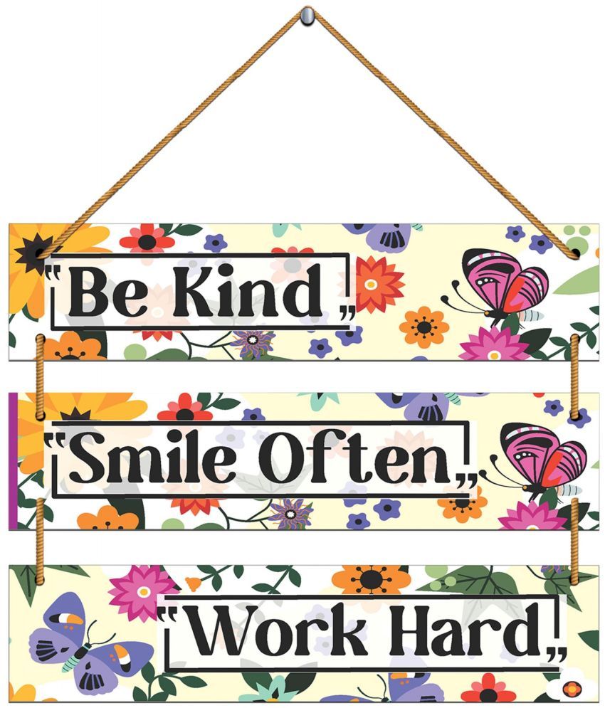     			Indianara Wood Motivational Plaques Wall Sculpture Multi - Pack of 3