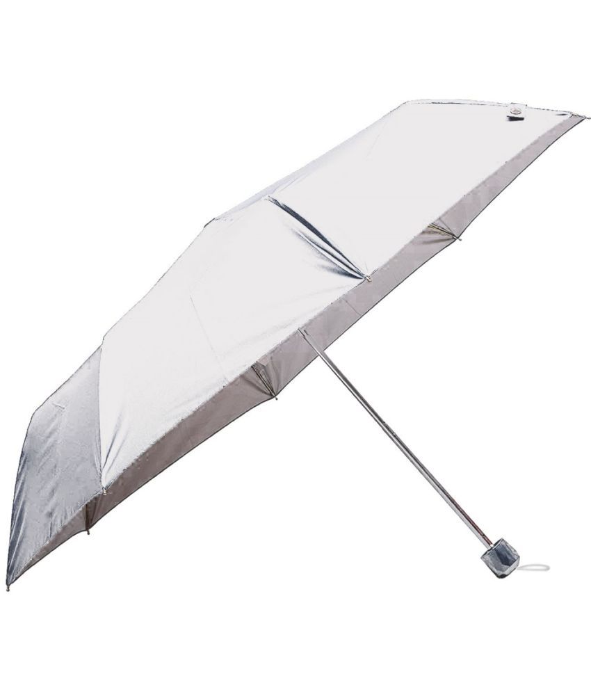     			Infispace Manual Umbrella For  Boys & Girls, UV-Rays Safe 23 Inch Large Size 3-Fold Solid Umbrella,White Color Umberallas For Sun & Rain