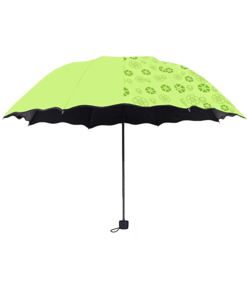     			Infispace Manual Umbrella For  Boys & Girls, UV-Rays Safe 23 Inch Large Size 3-Fold Color Changing Umbrella,Green Color Umberallas For Sun & Rain