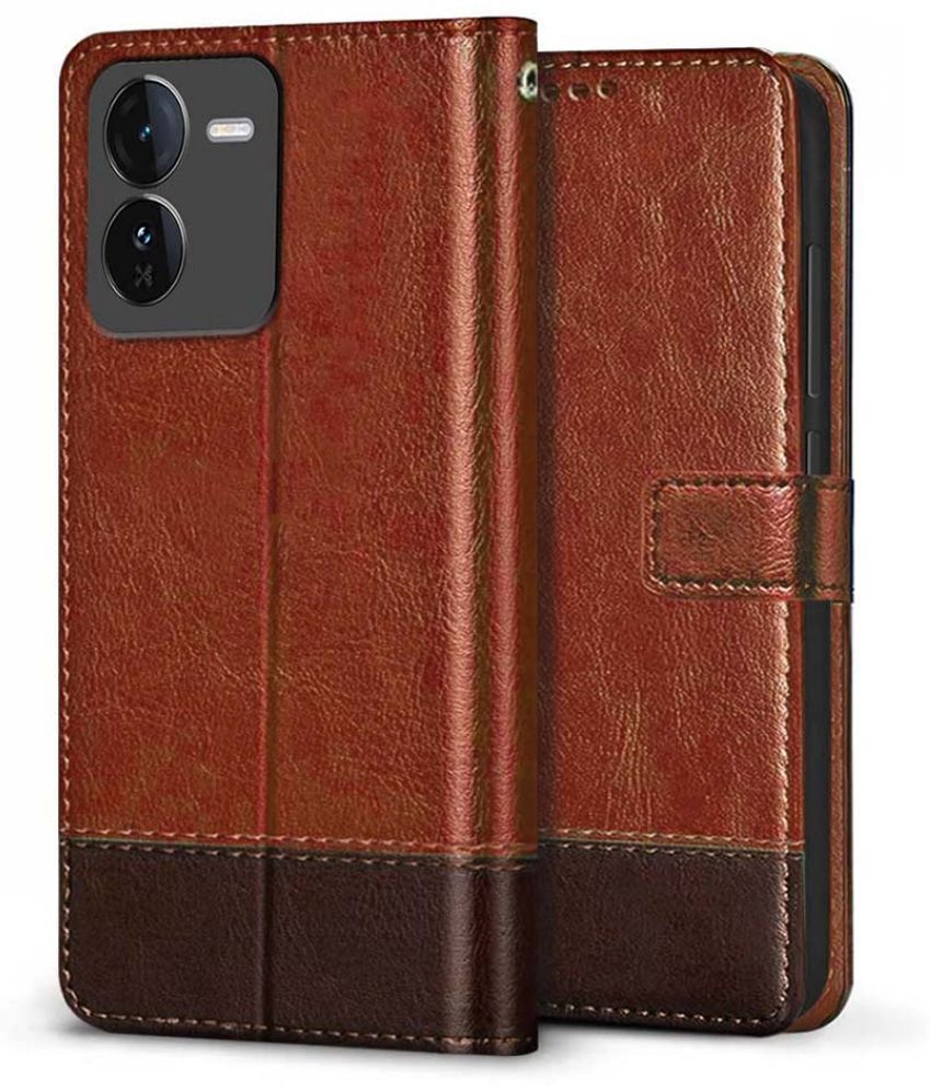     			NBOX Brown Flip Cover Leather Compatible For iQOO Z9 5G ( Pack of 1 )