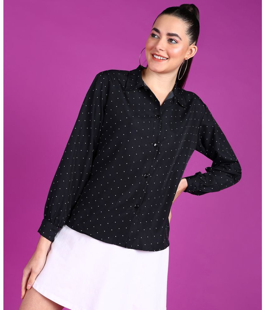     			POPWINGS Black Crepe Women's Shirt Style Top ( Pack of 1 )