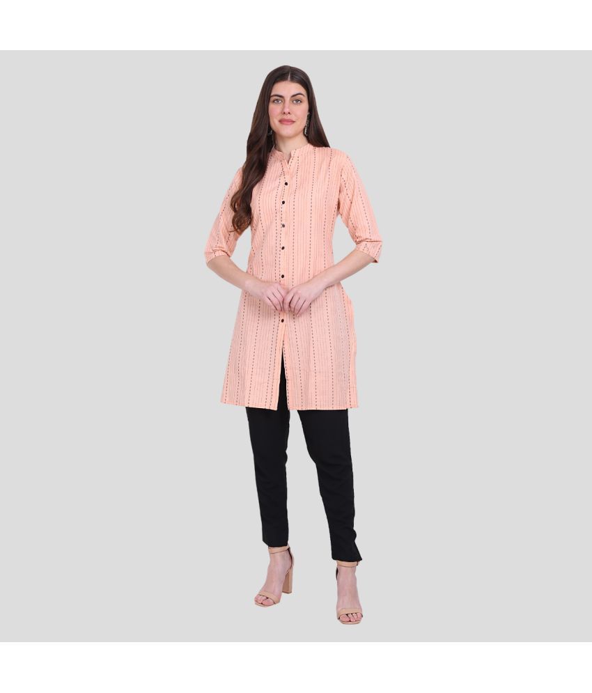     			PPTHEFASHIONHUB Cotton Solid Straight Women's Kurti - Peach ( Pack of 1 )