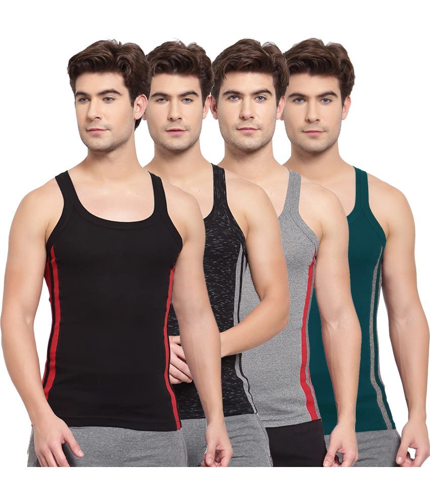     			SPORTO Multicolor Cotton Men's Vest ( Pack of 4 )