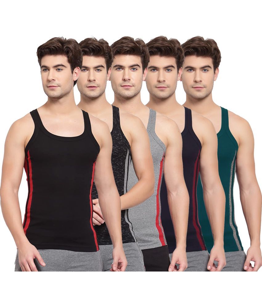     			SPORTO Multicolor Cotton Men's Vest ( Pack of 5 )