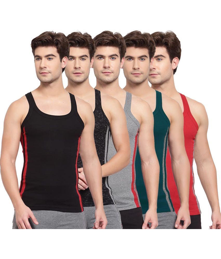     			SPORTO Multicolor Cotton Men's Vest ( Pack of 5 )