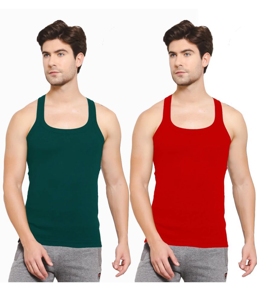     			SPORTO Multicolor Cotton Men's Vest ( Pack of 2 )