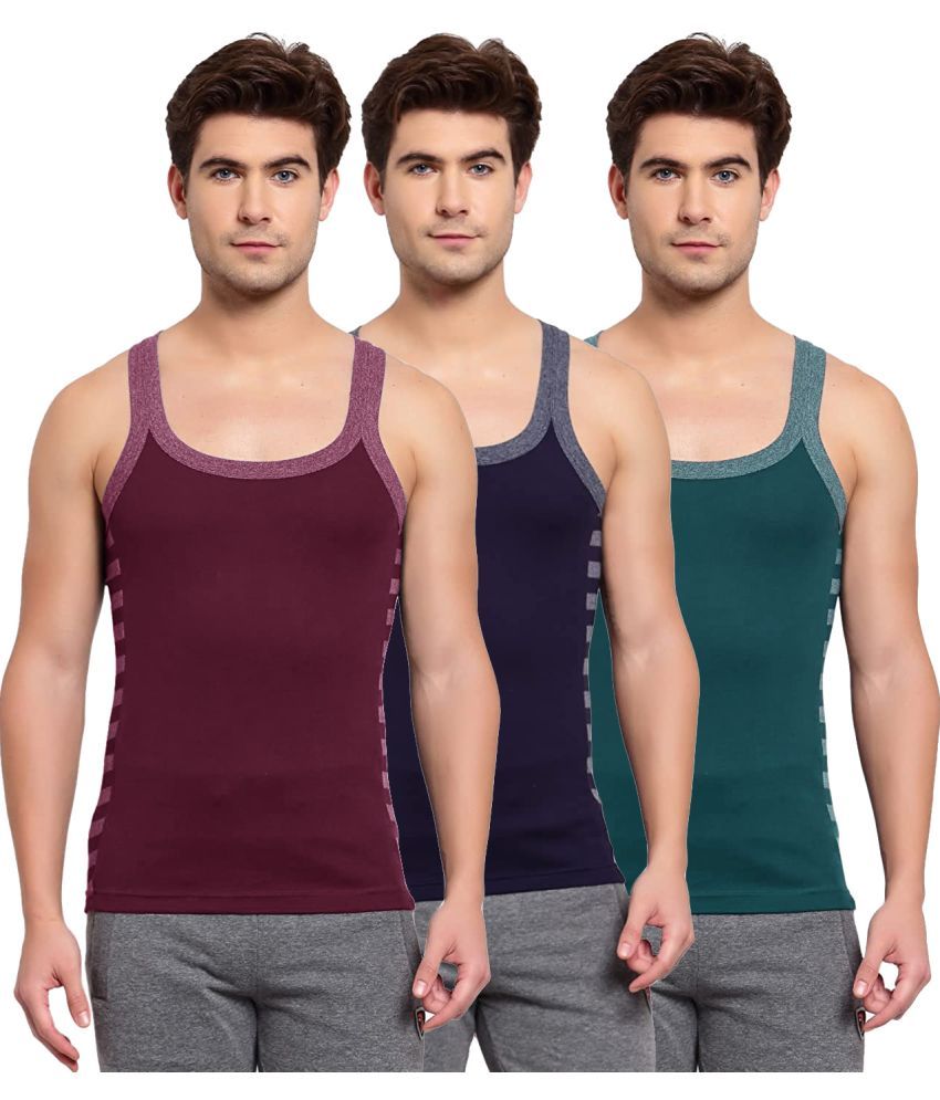     			SPORTO Multicolor Cotton Men's Vest ( Pack of 3 )