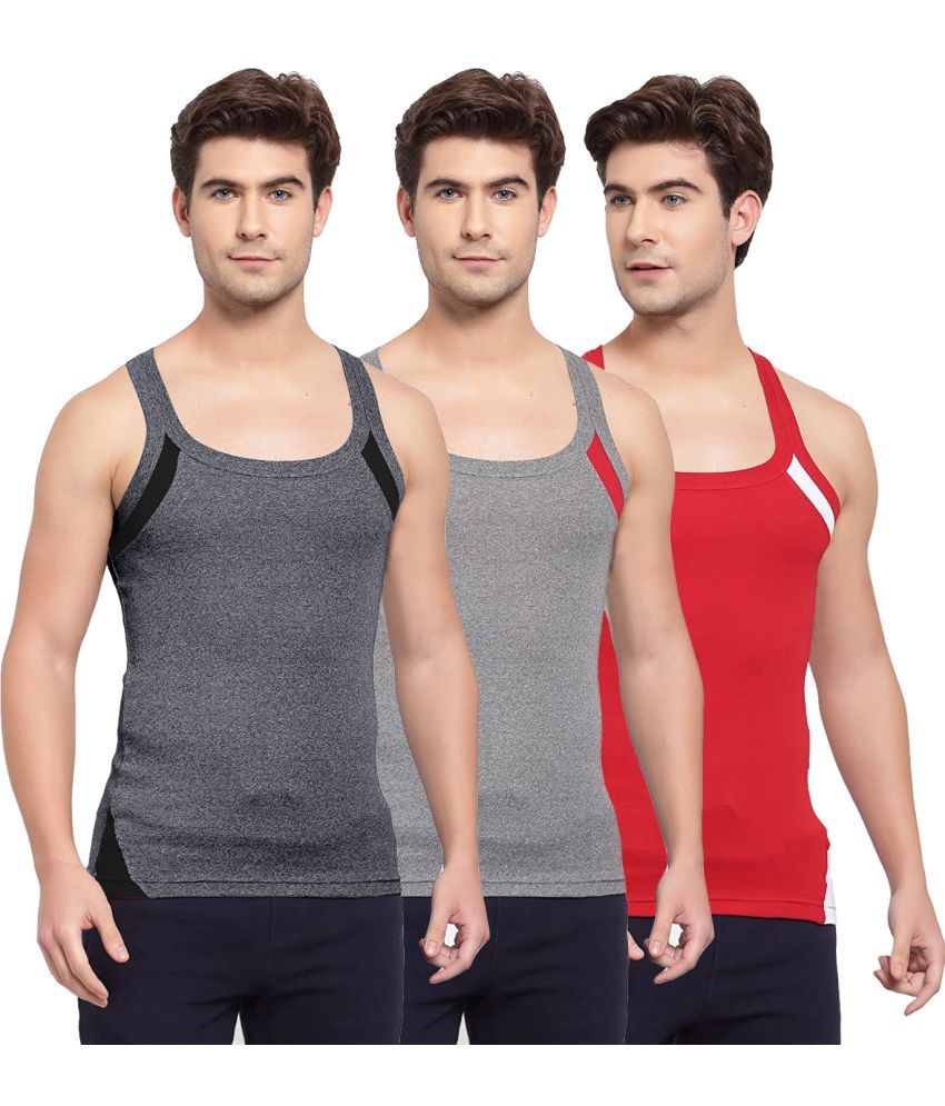     			SPORTO Multicolor Cotton Men's Vest ( Pack of 3 )