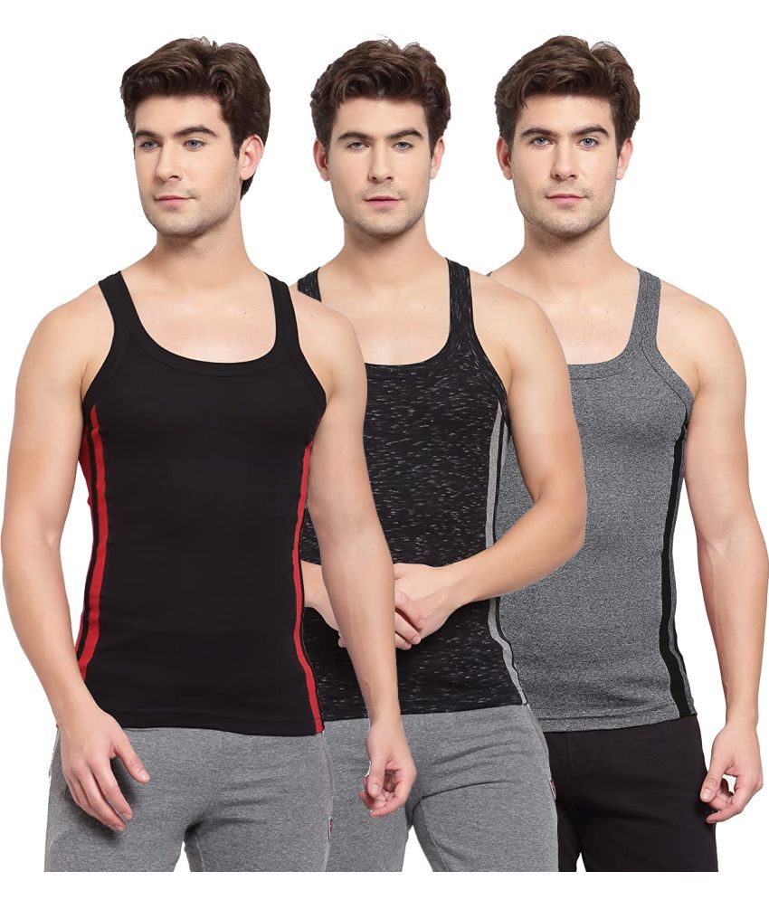     			SPORTO Multicolor Cotton Men's Vest ( Pack of 3 )