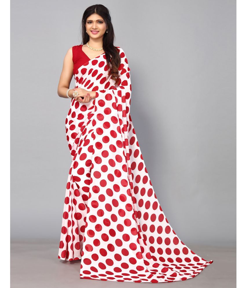     			Samah Georgette Printed Saree With Blouse Piece - Red ( Pack of 1 )