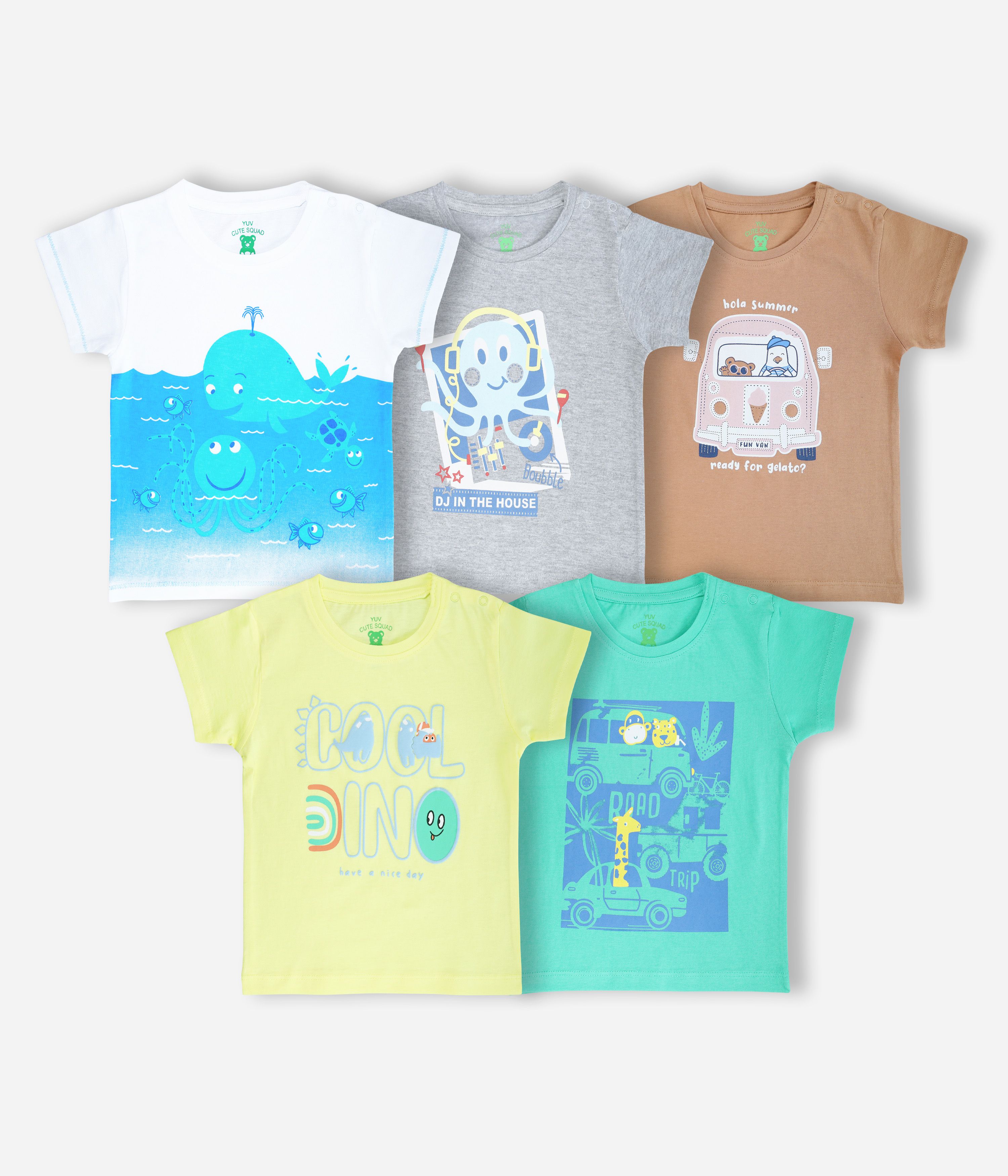     			YUV Pack of 5 Baby Boys Cotton T-Shirt ( Multi )