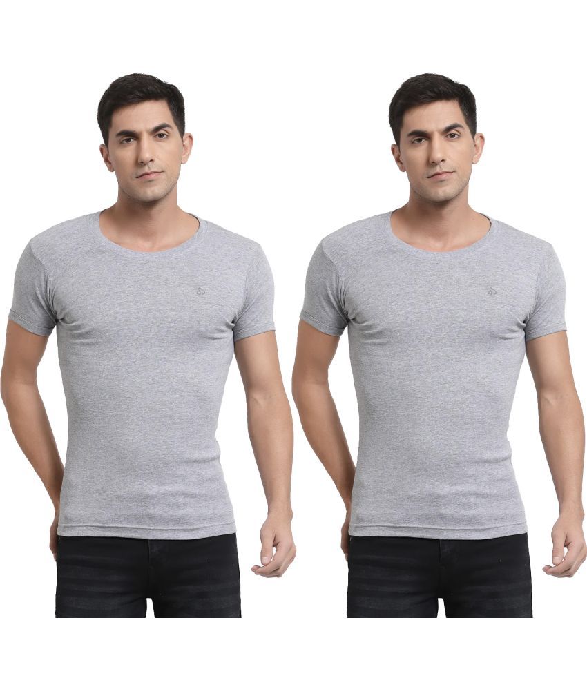     			SPORTO Grey Cotton Men's Vest ( Pack of 2 )