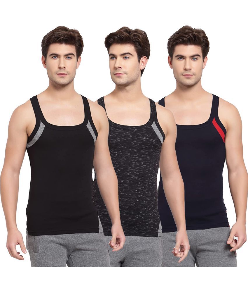     			SPORTO Multicolor Cotton Men's Vest ( Pack of 3 )