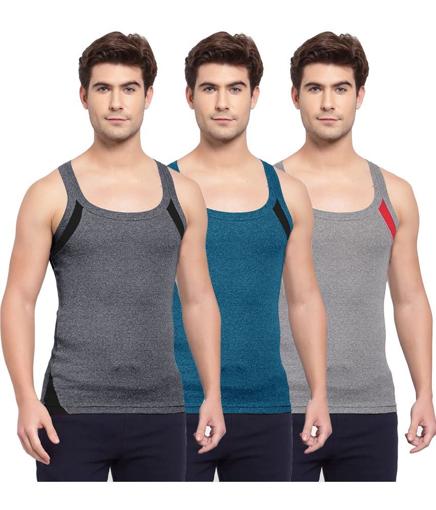     			SPORTO Multicolor Cotton Men's Vest ( Pack of 3 )