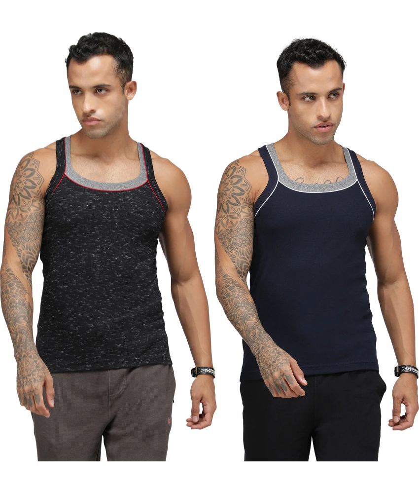     			SPORTO Multicolor Cotton Men's Vest ( Pack of 2 )