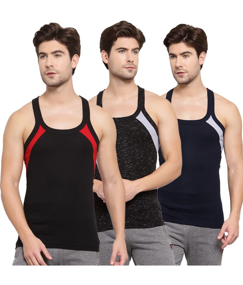     			SPORTO Multicolor Cotton Men's Vest ( Pack of 3 )