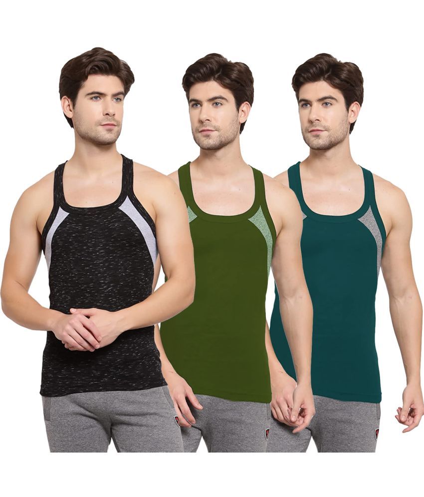     			SPORTO Multicolor Cotton Men's Vest ( Pack of 3 )