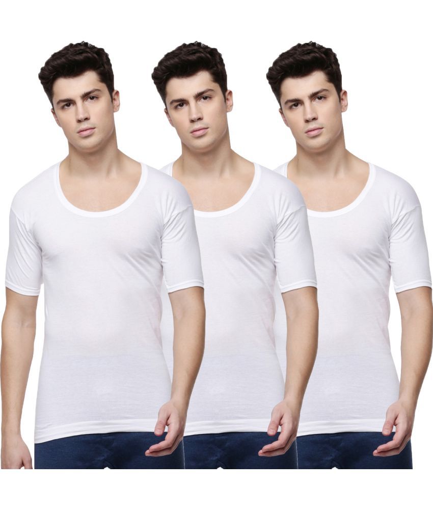     			SPORTO White Cotton Men's Vest ( Pack of 3 )