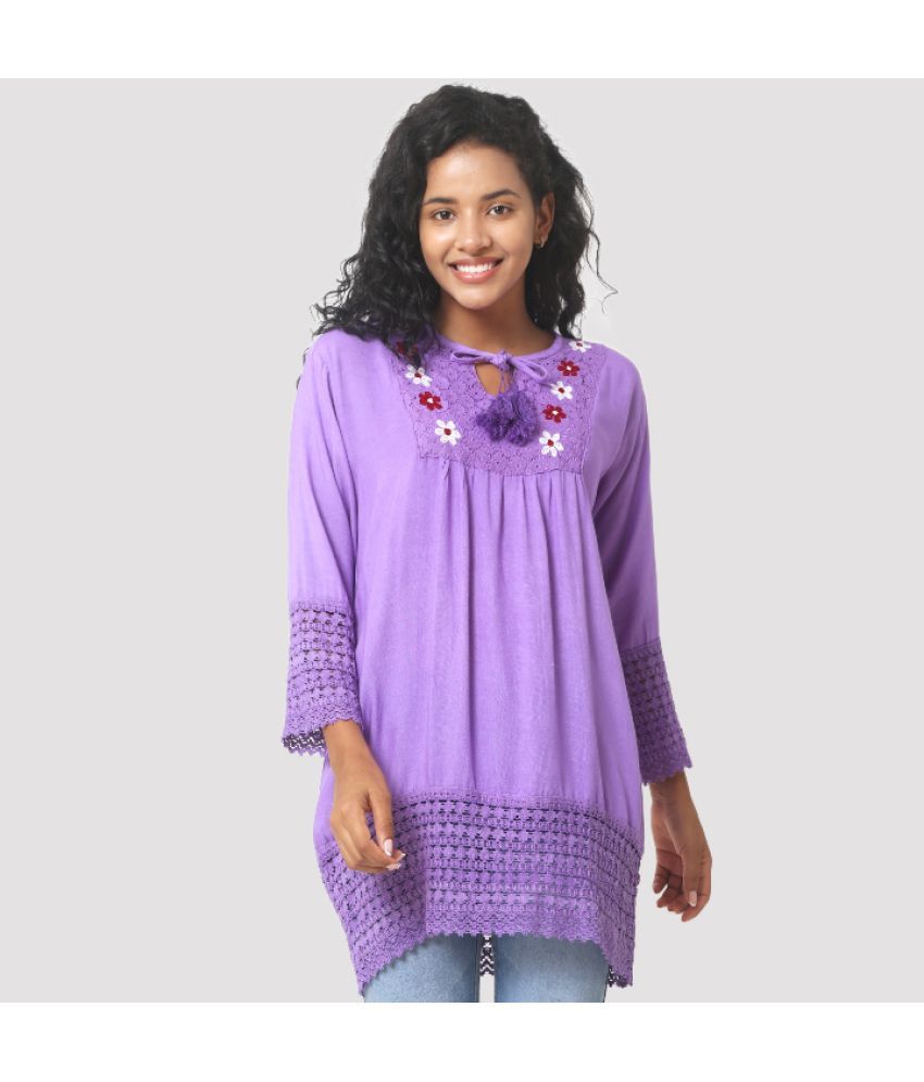     			AKTIF Purple Rayon Women's Regular Top ( Pack of 1 )