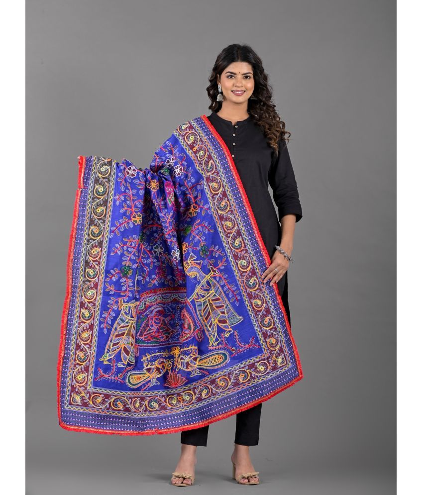     			Apratim Blue Cotton Women's Dupatta - ( Pack of 1 )