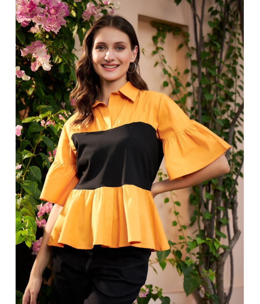     			Athena Orange Cotton Women's Regular Top ( Pack of 1 )