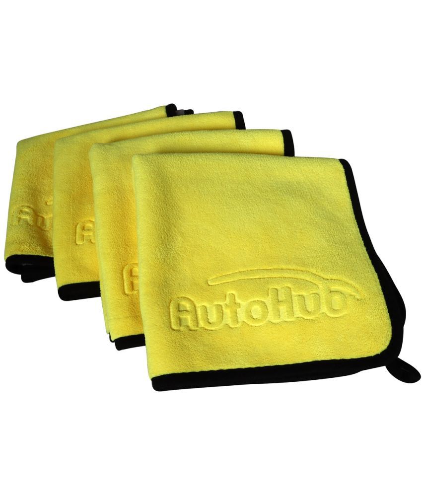     			Auto Hub Yellow 600 GSM Microfiber Cloth For Automobile ( Pack of 4 )