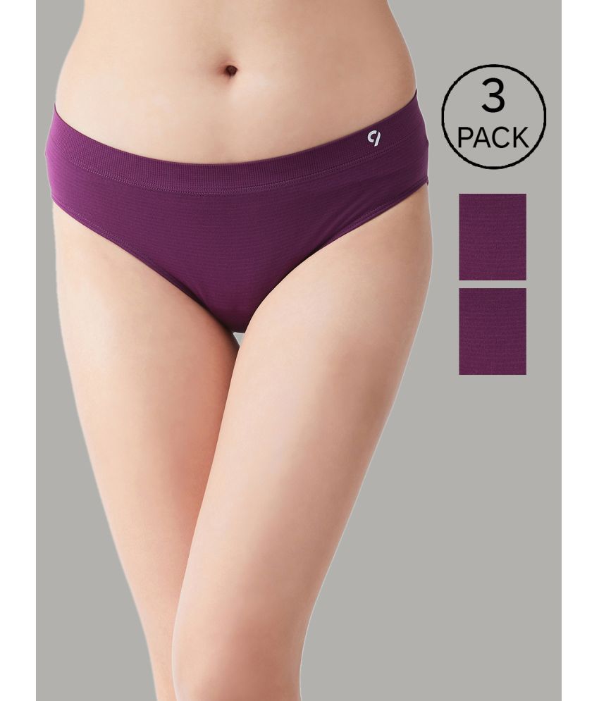     			C9 Airwear Pack of 3 Nylon Solid Women's Bikini ( Purple )