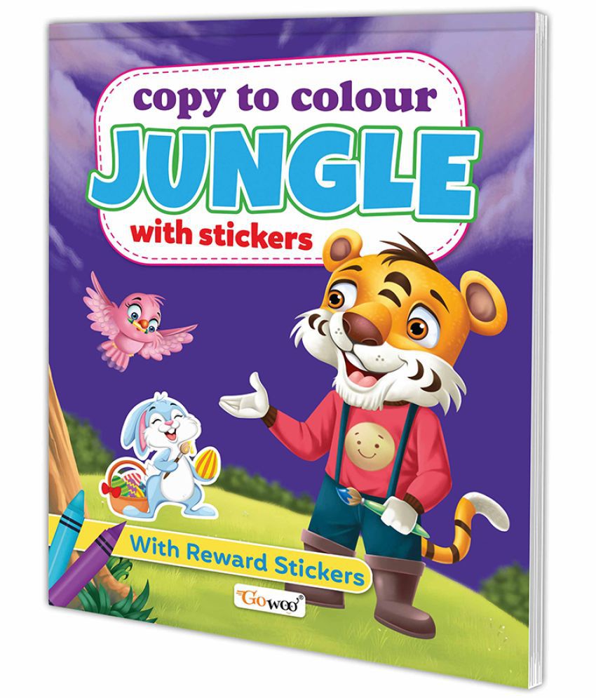     			Copy to Colour Jungle with Stickers fir kids (Ages 3-12) : Kids colouring book, Copy to Colour Jungle book, Early learning colouring books with Stickers.