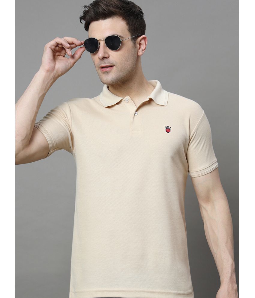     			R.ARHAN PREMIUM Cotton Blend Regular Fit Solid Half Sleeves Men's Polo T Shirt - Beige ( Pack of 1 )