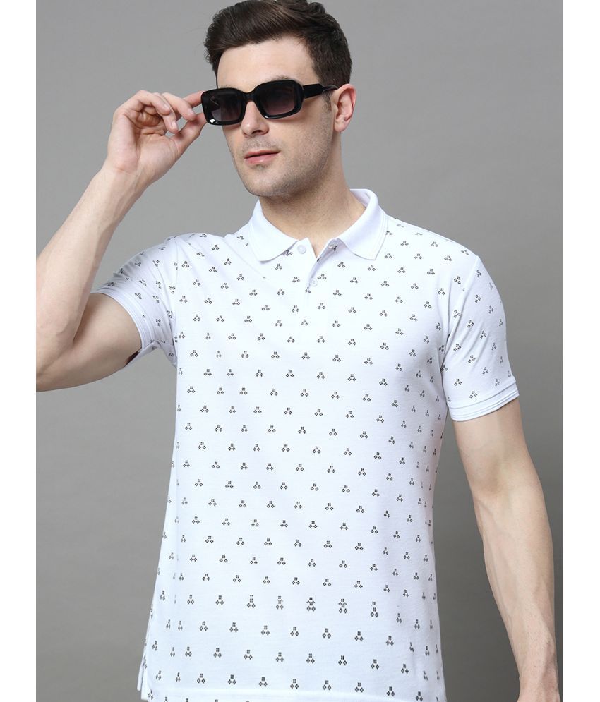     			R.ARHAN PREMIUM Cotton Blend Regular Fit Printed Half Sleeves Men's Polo T Shirt - White ( Pack of 1 )