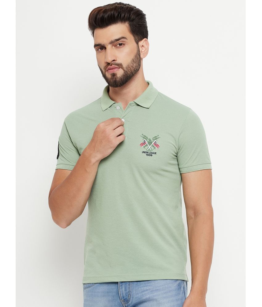     			RELANE Cotton Blend Regular Fit Solid Half Sleeves Men's Polo T Shirt - Green ( Pack of 1 )