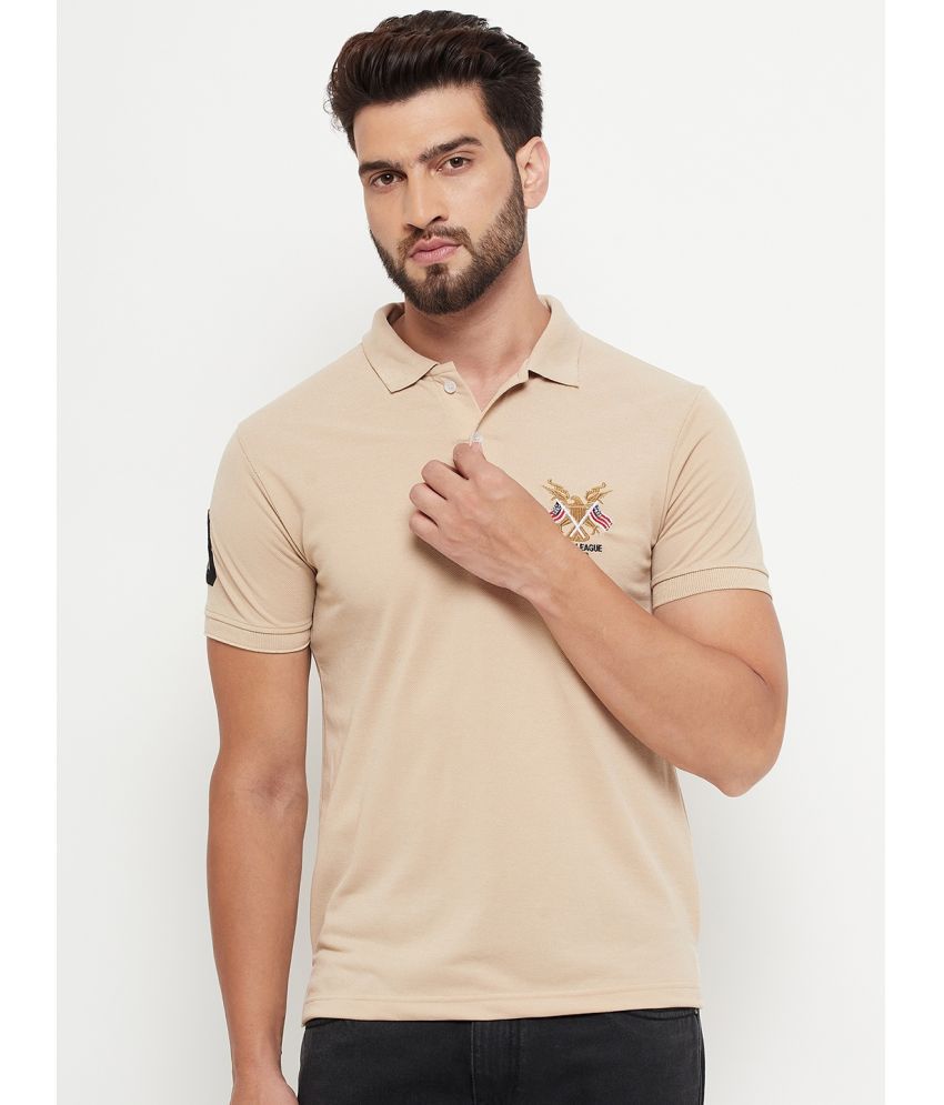     			RELANE Cotton Blend Regular Fit Solid Half Sleeves Men's Polo T Shirt - Beige ( Pack of 1 )