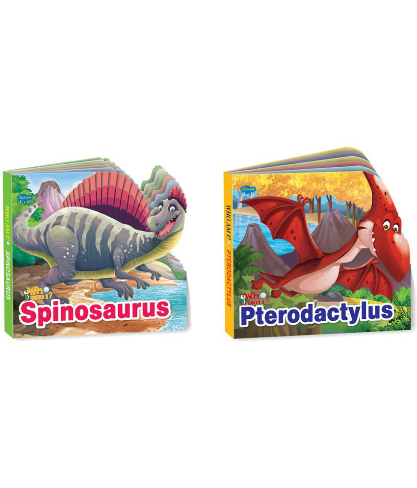     			Sawan Present Set Of 2 Who Am I Story Books Of Spinosaurus & Pterodactylus | Board Book