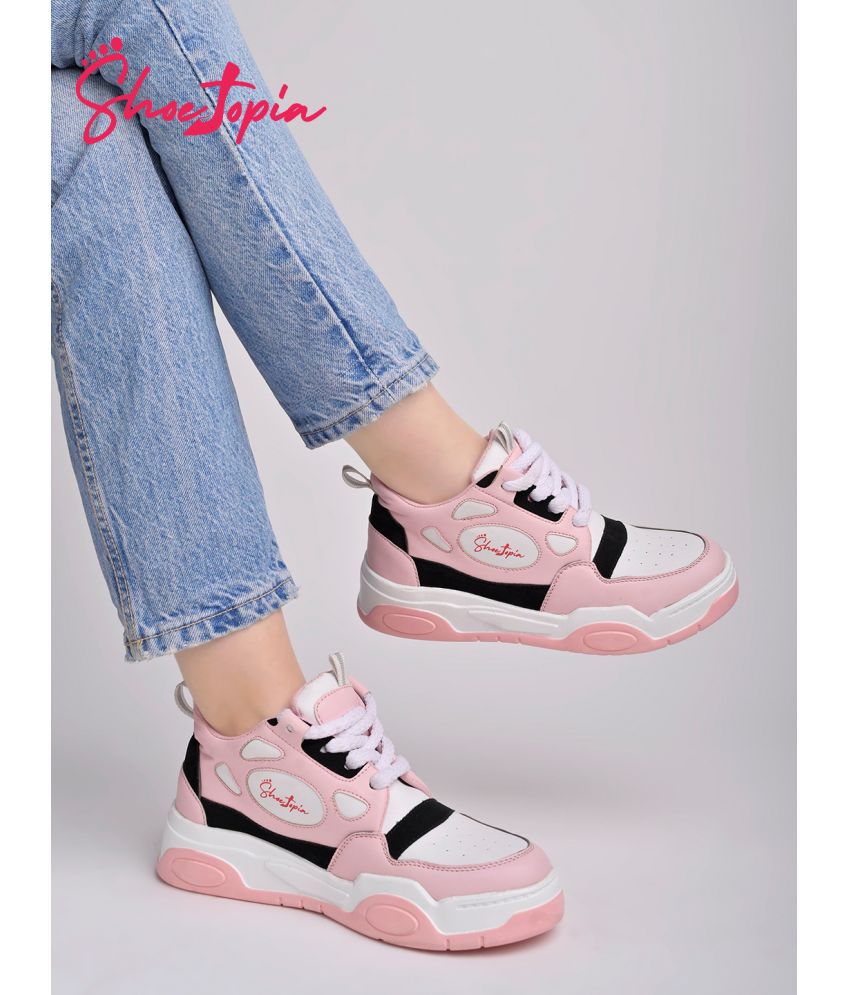     			Shoetopia Pink Women's Sneakers