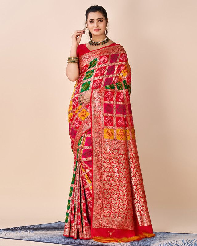     			Sitanjali Silk Printed Saree With Blouse Piece - Multicolor2 ( Pack of 1 )