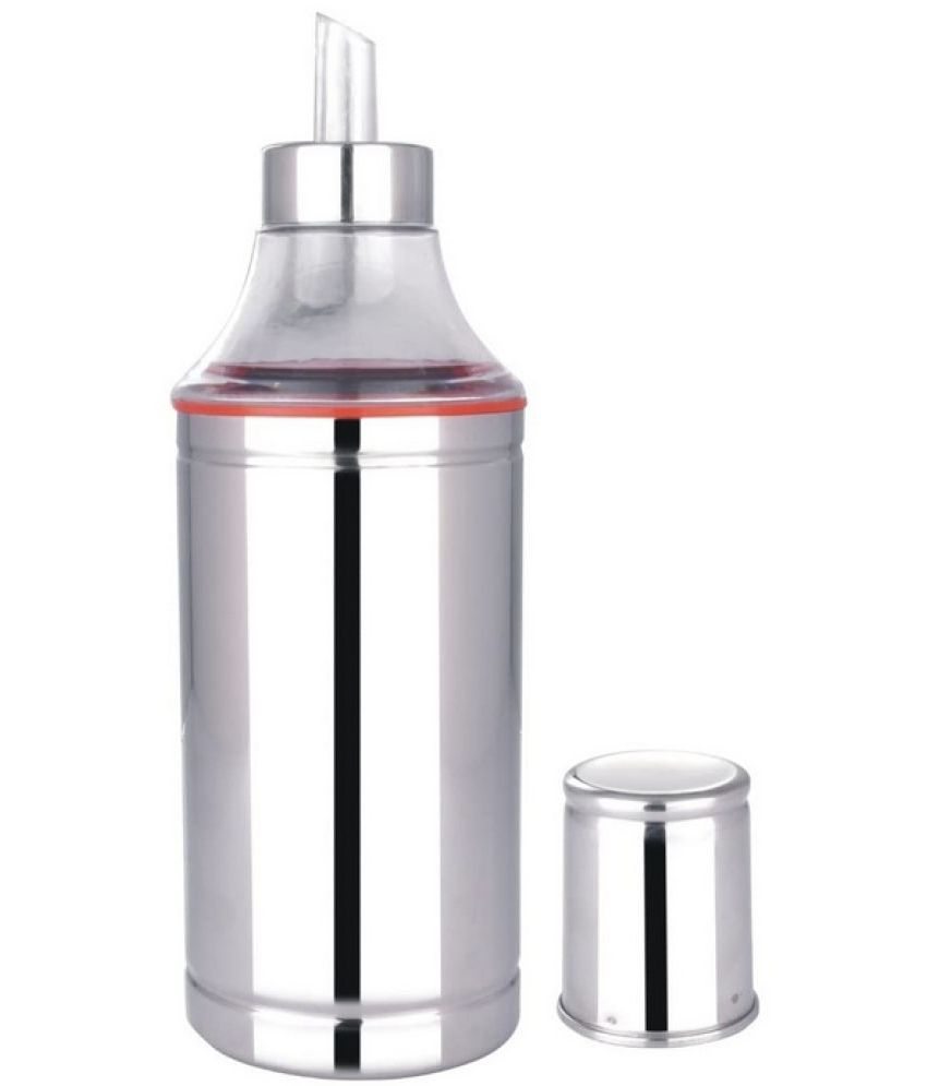     			TINUMS 1000ml Oil Dispenser Steel Silver Oil Container ( Set of 1 )