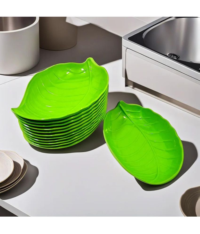     			kitchrox 12 Pcs Melamine Light Green Platter