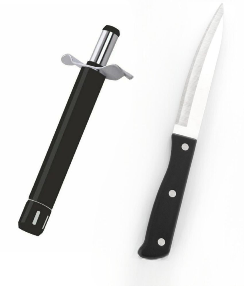     			FIT4CHEF Black Stainless Steel 1 - Rivet Knife & Lighter ( Set of 2 )