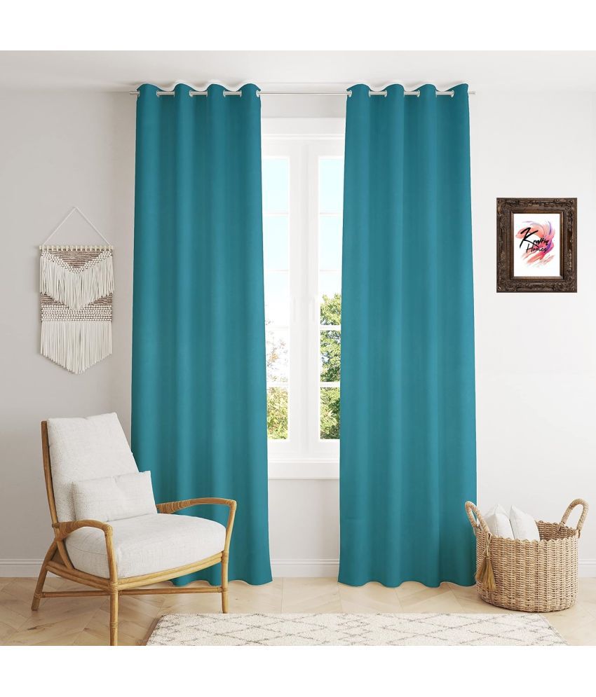    			Kraftiq Homes Solid Blackout Eyelet Curtain 5 ft ( Pack of 2 ) - Light Blue